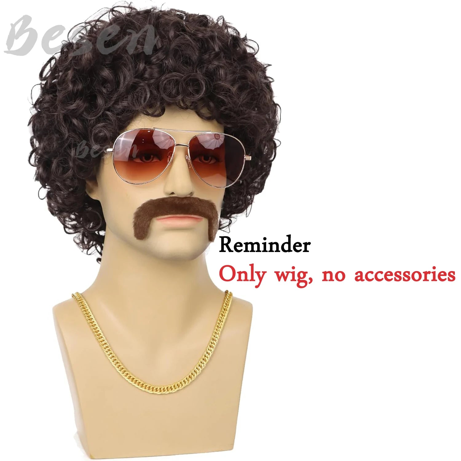 Brown 70s Disco Wig