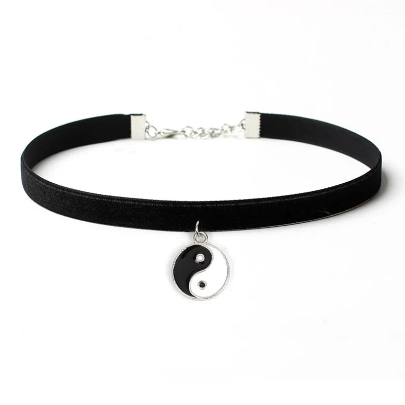 Black Velvet Choker with Yin-Yang Charm