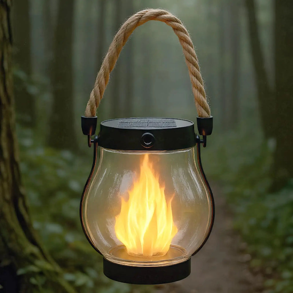 Solar Flame-Effect Hanging Lantern