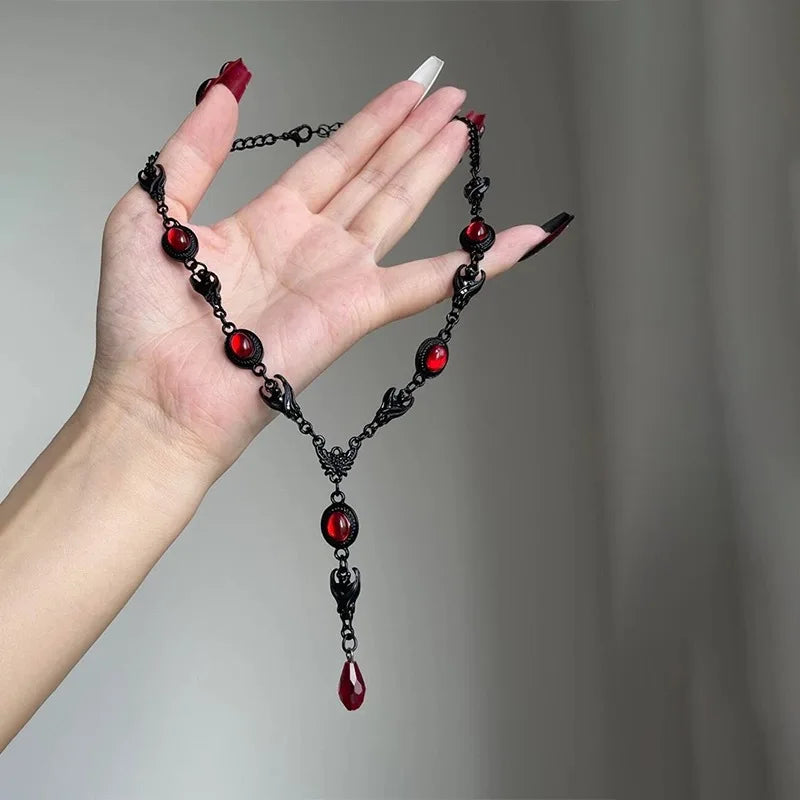 Blood Drop Bat Necklace