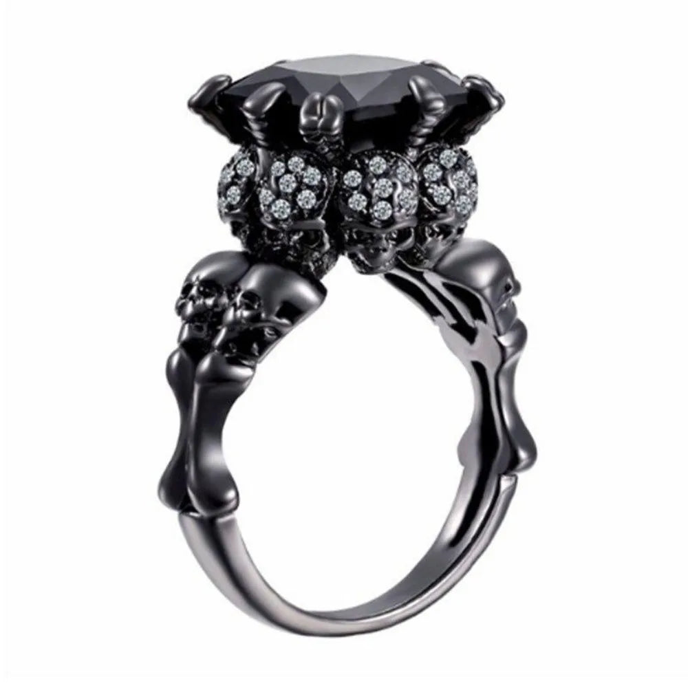 Red Crystal Skull Ring