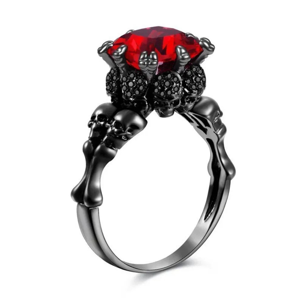 Red Crystal Skull Ring