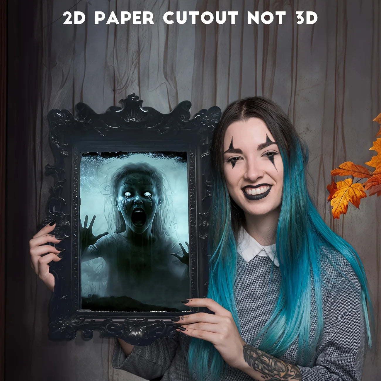 Scary Woman Photo Frame Wall Sticker