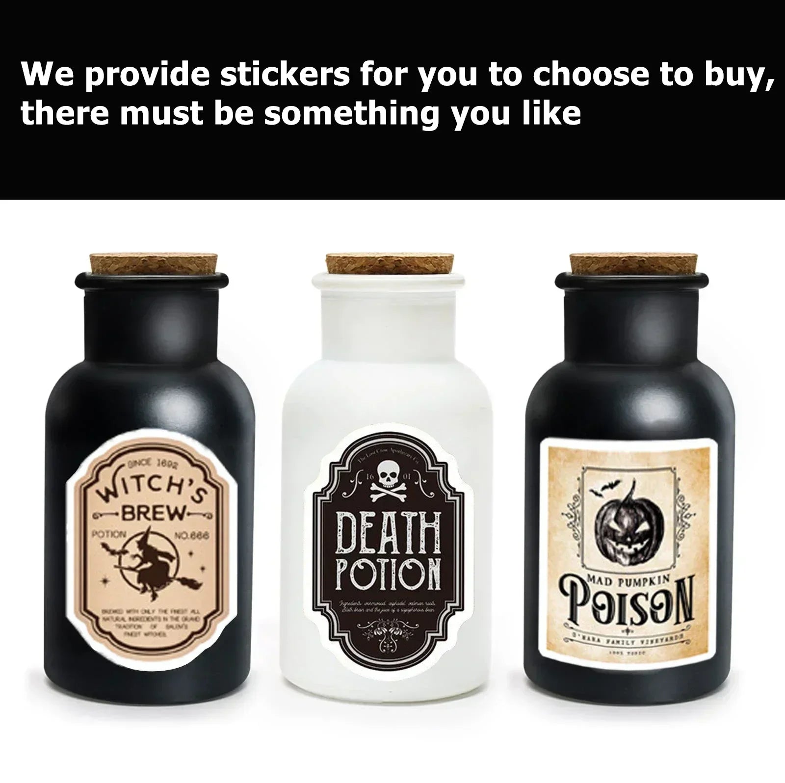Apothecary Potion Bottles (Black & White Set)