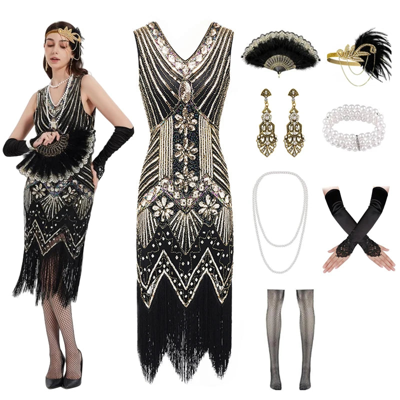 Fringed Sequin Flapper Dress