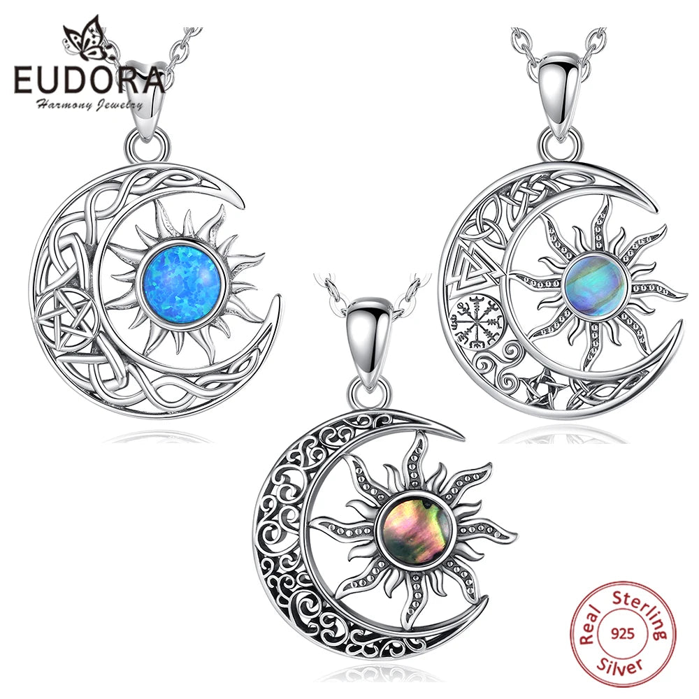 Sterling Silver Sun & Moon Necklace
