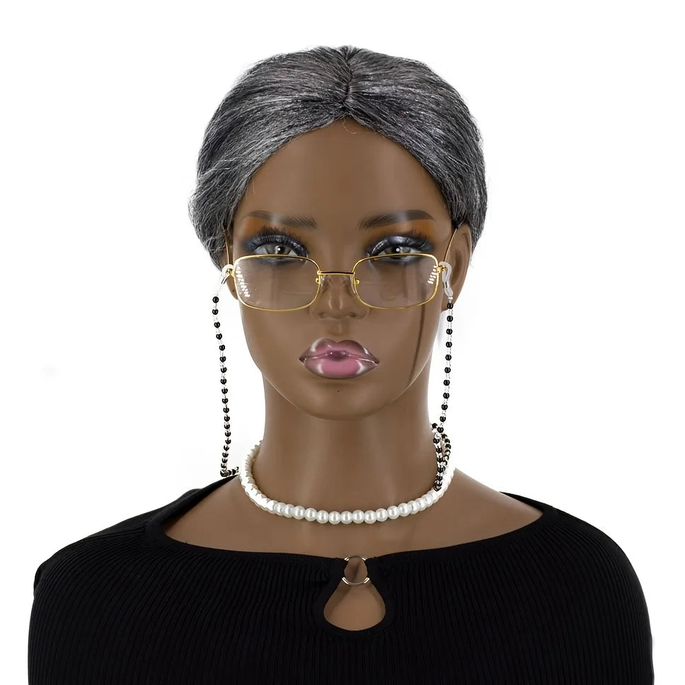Gray Old Lady Bun Wig
