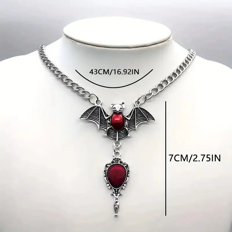 Red Vampire Bat Necklace