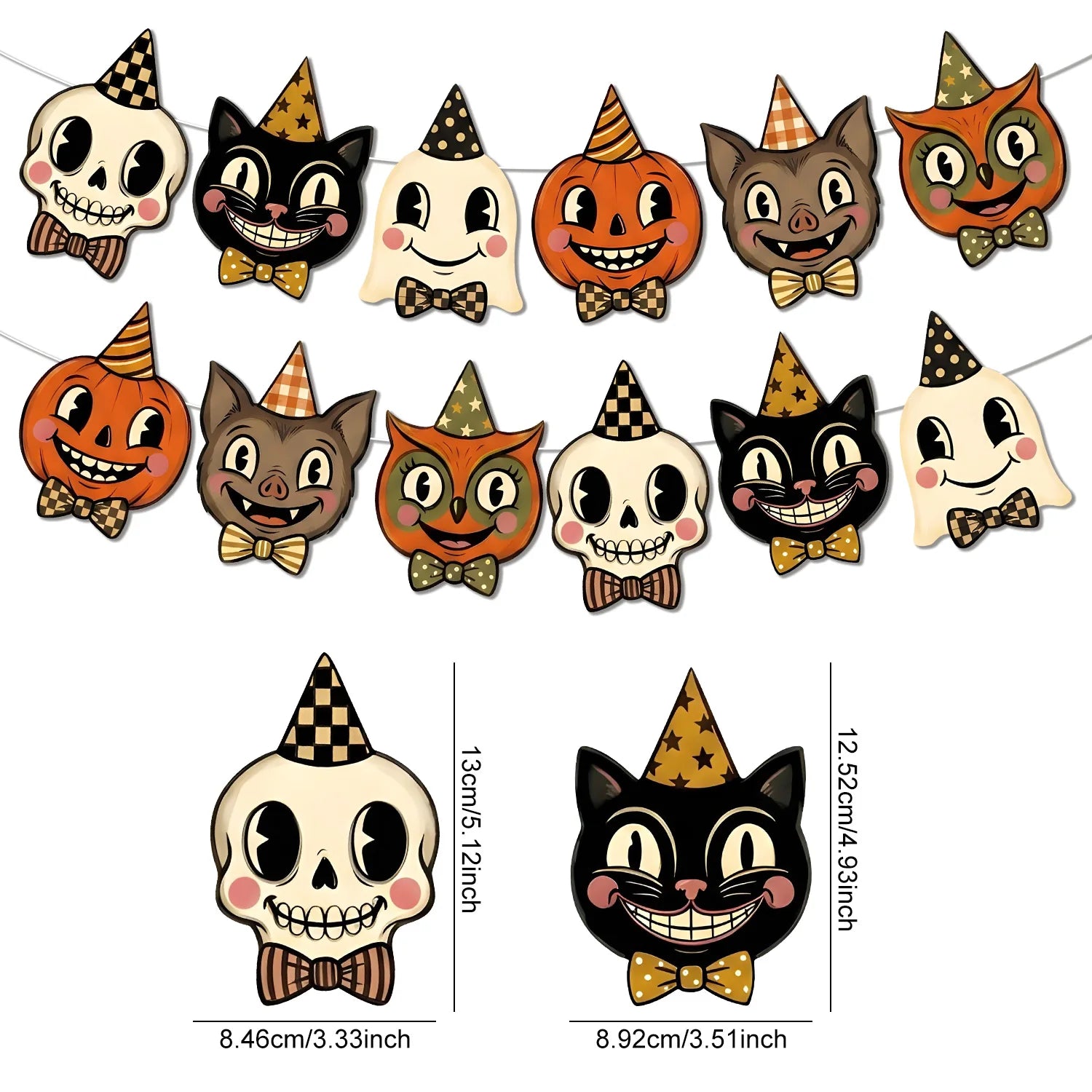 Vintage Pumpkin & Ghost Bunting Banner