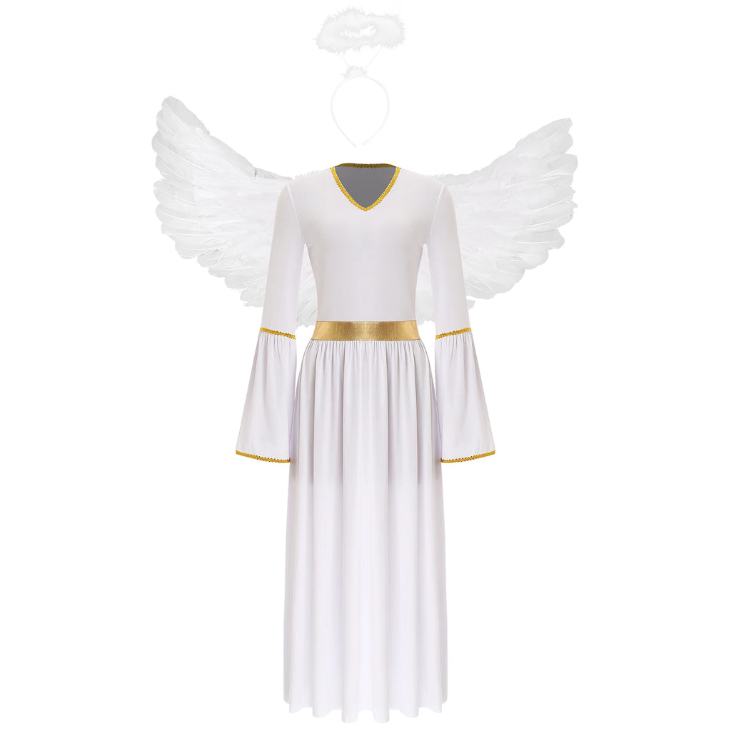 Gold-Trim Angel Costume (3-Piece)