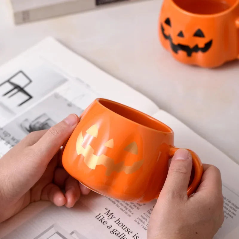Pumpkin-Shaped Ceramic Mug