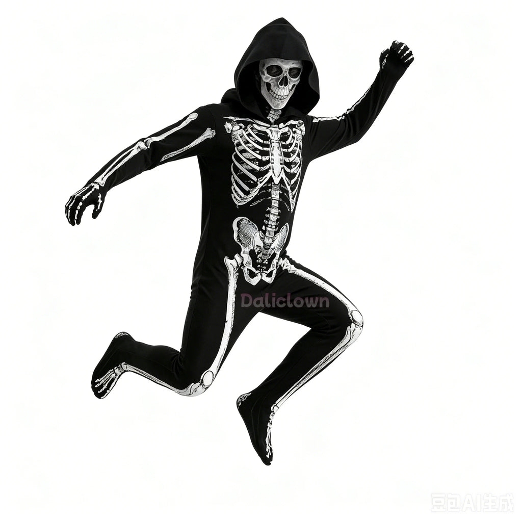 Kids Hooded Skeleton Costume