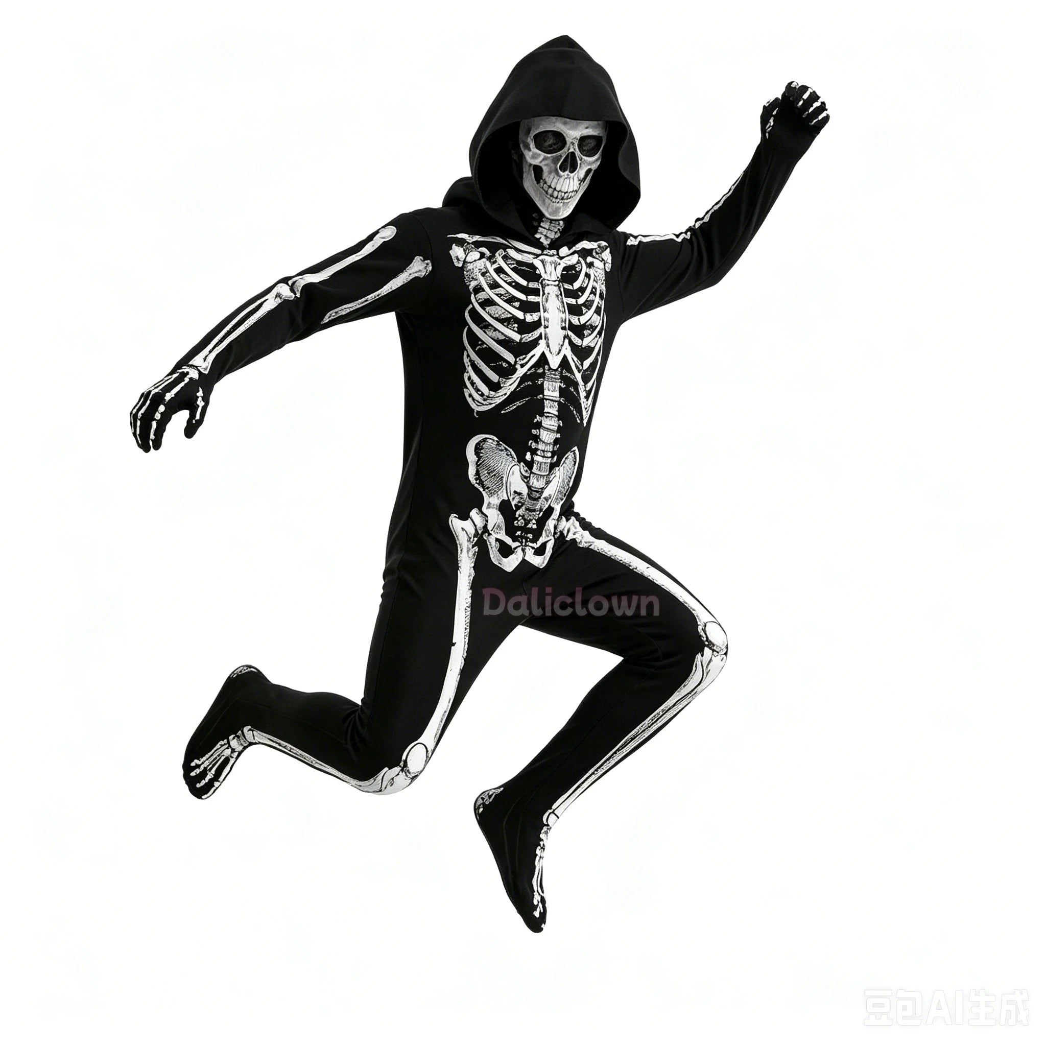 Kids Hooded Skeleton Costume