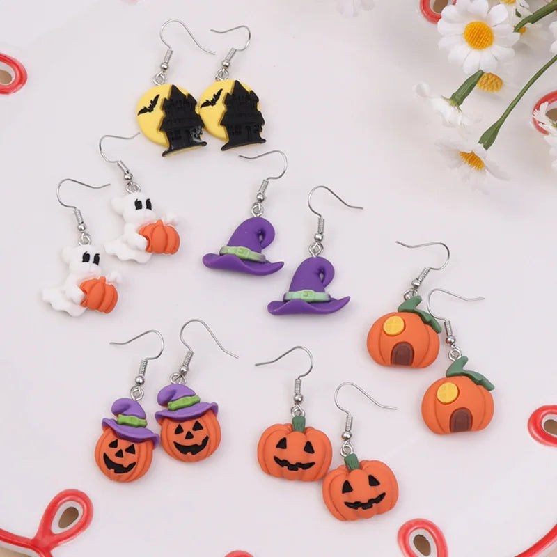 Hip Hop Bat & Pumpkin Earrings
