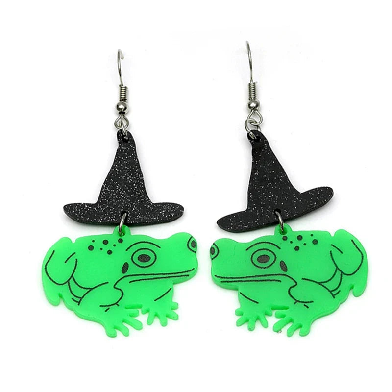 Witch Hat Frog Halloween Earring