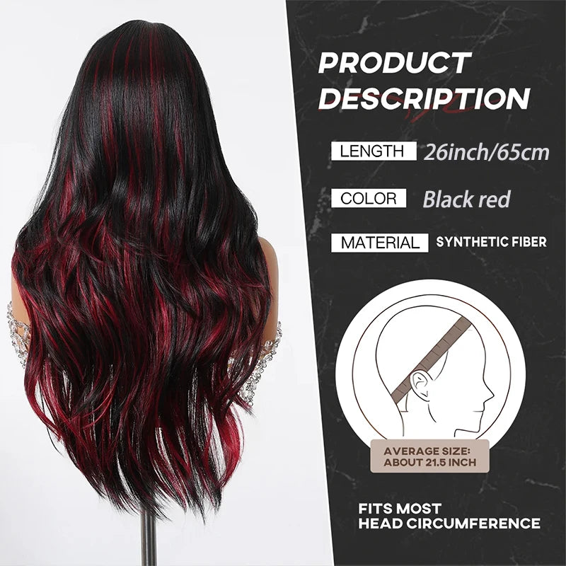 Black-Red Wavy Wig
