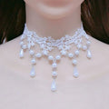 White Lace Pearl Bib Choker