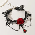 Black Lace Rose Bib Choker