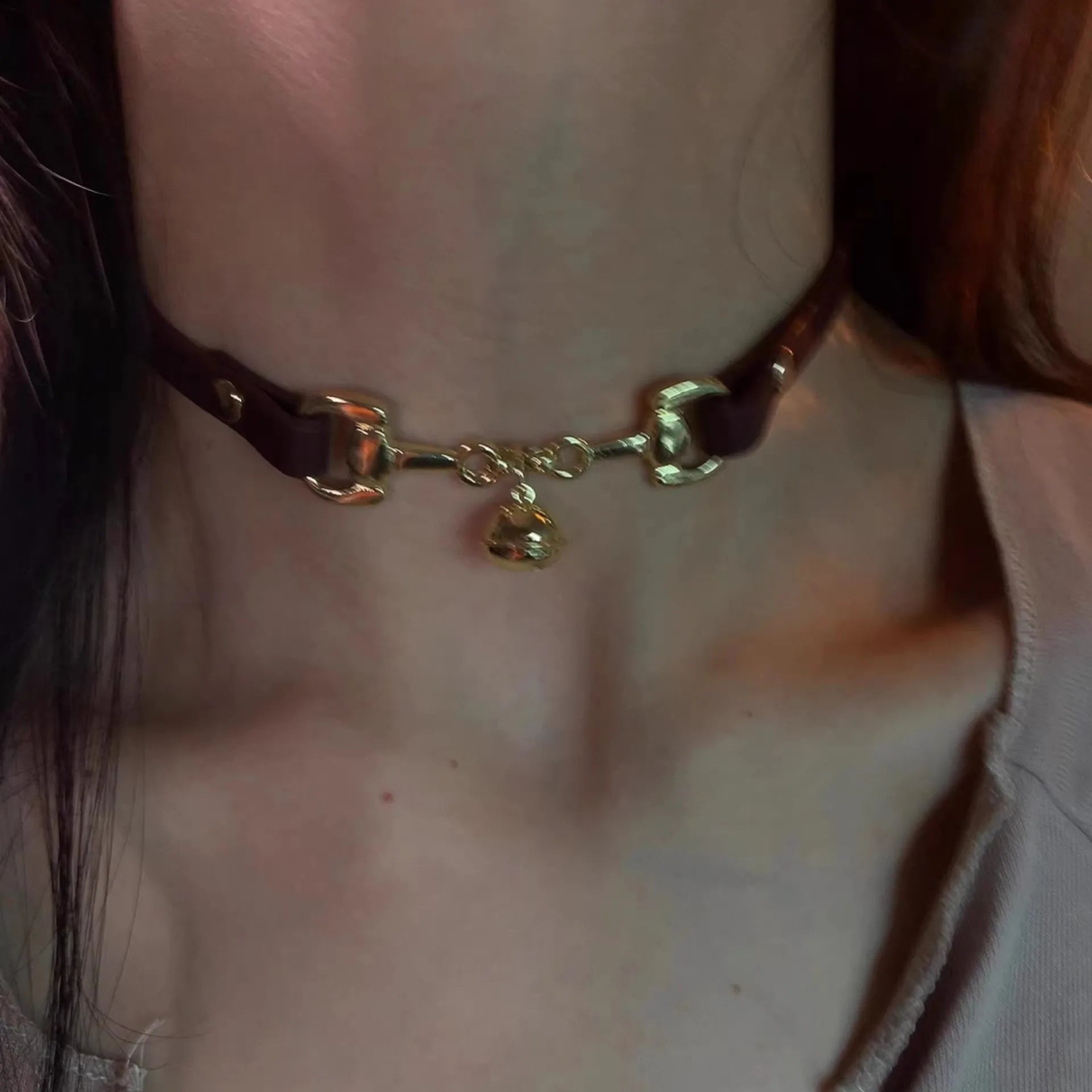 Y2K Leather Chain Choker