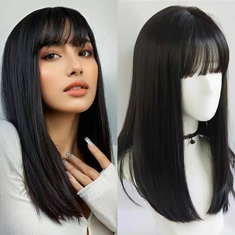 Sleek Black Straight Wig