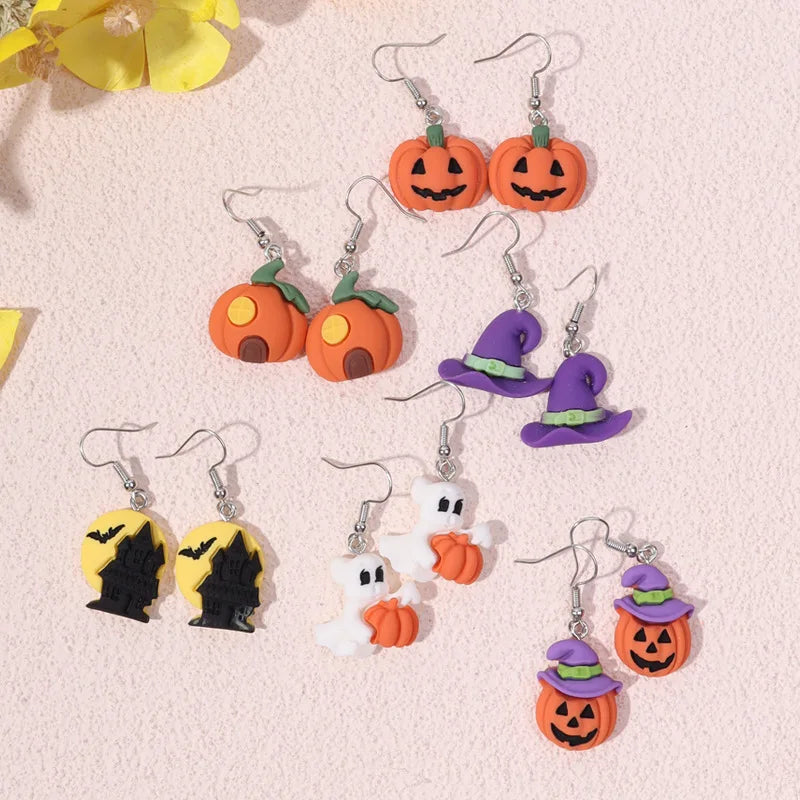 Hip Hop Bat & Pumpkin Earrings