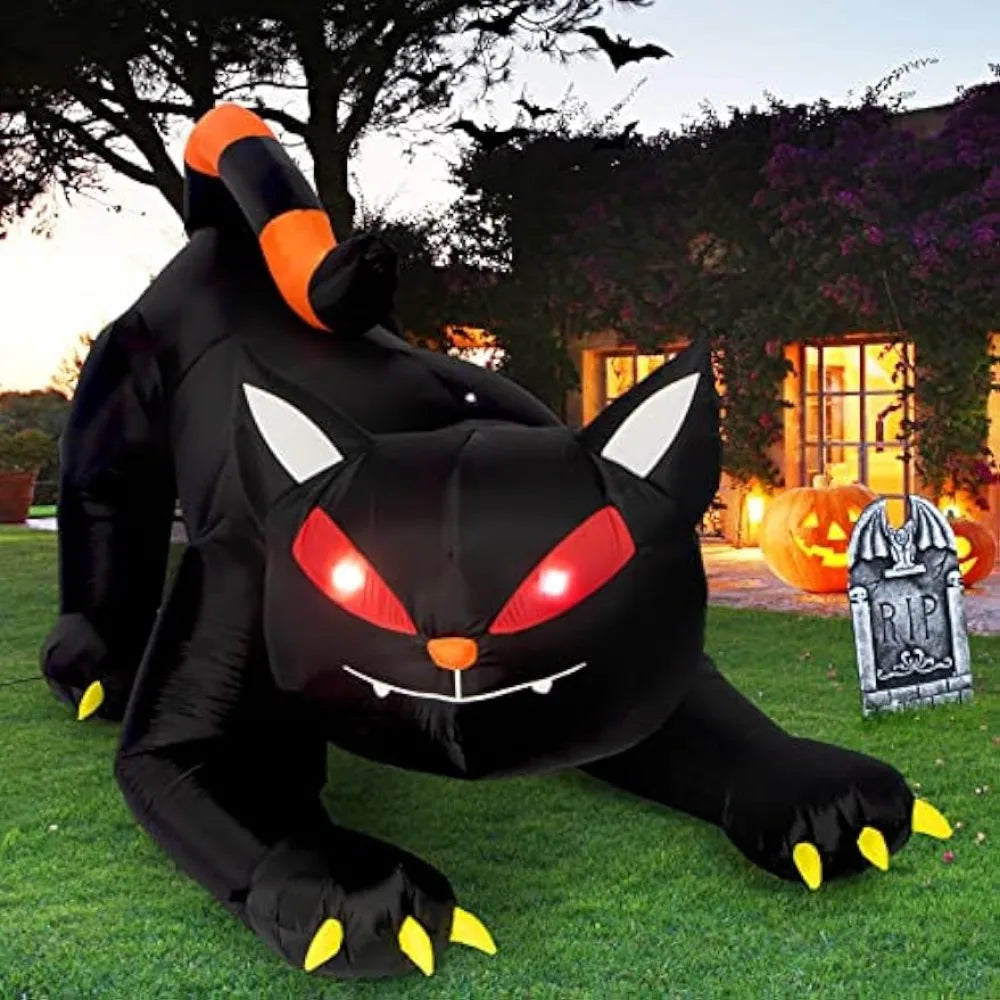 1.8m Inflatable Black Cat with LED Eyes