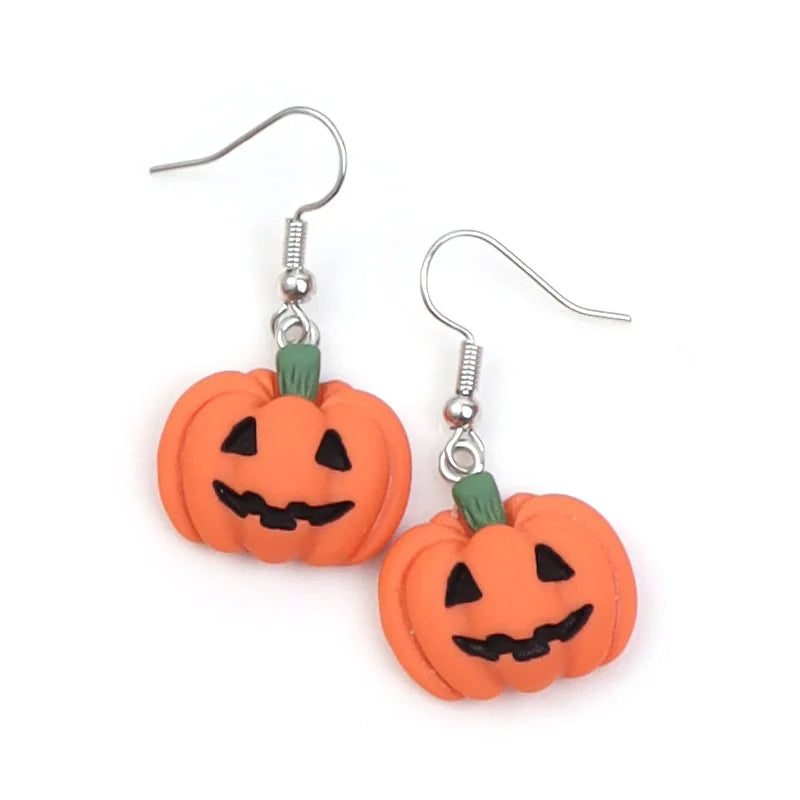 Hip Hop Bat & Pumpkin Earrings