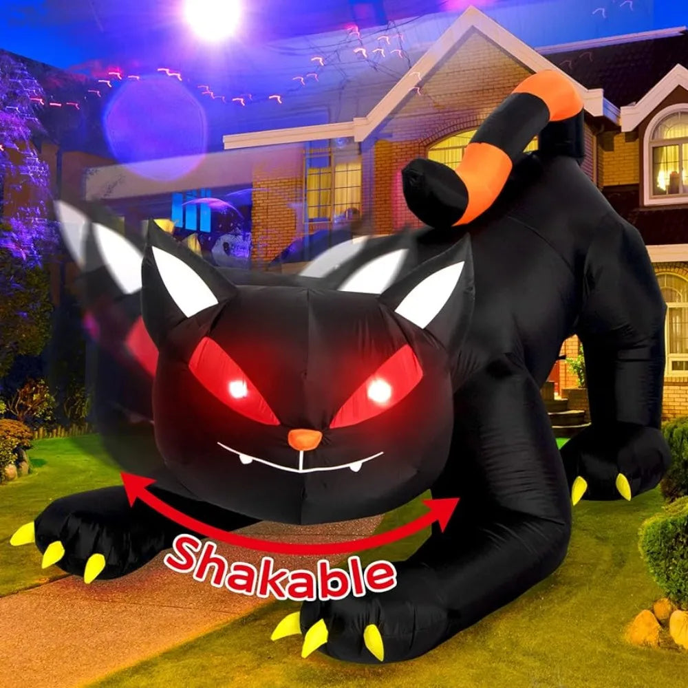 1.8m Inflatable Black Cat with LED Eyes
