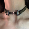 Olive Leather Choker with Dark Buckle