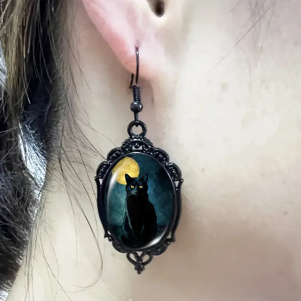 Black Cat Gothic Earrings