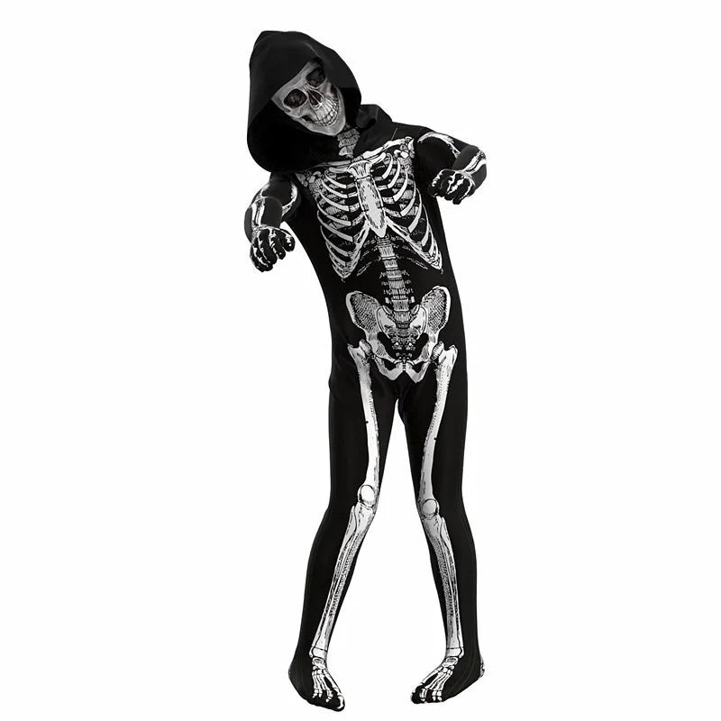 Kids Hooded Skeleton Costume