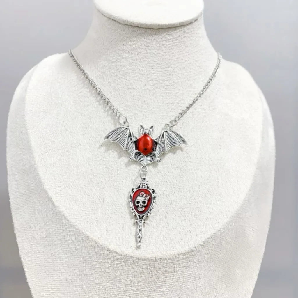 Red Vampire Bat Necklace