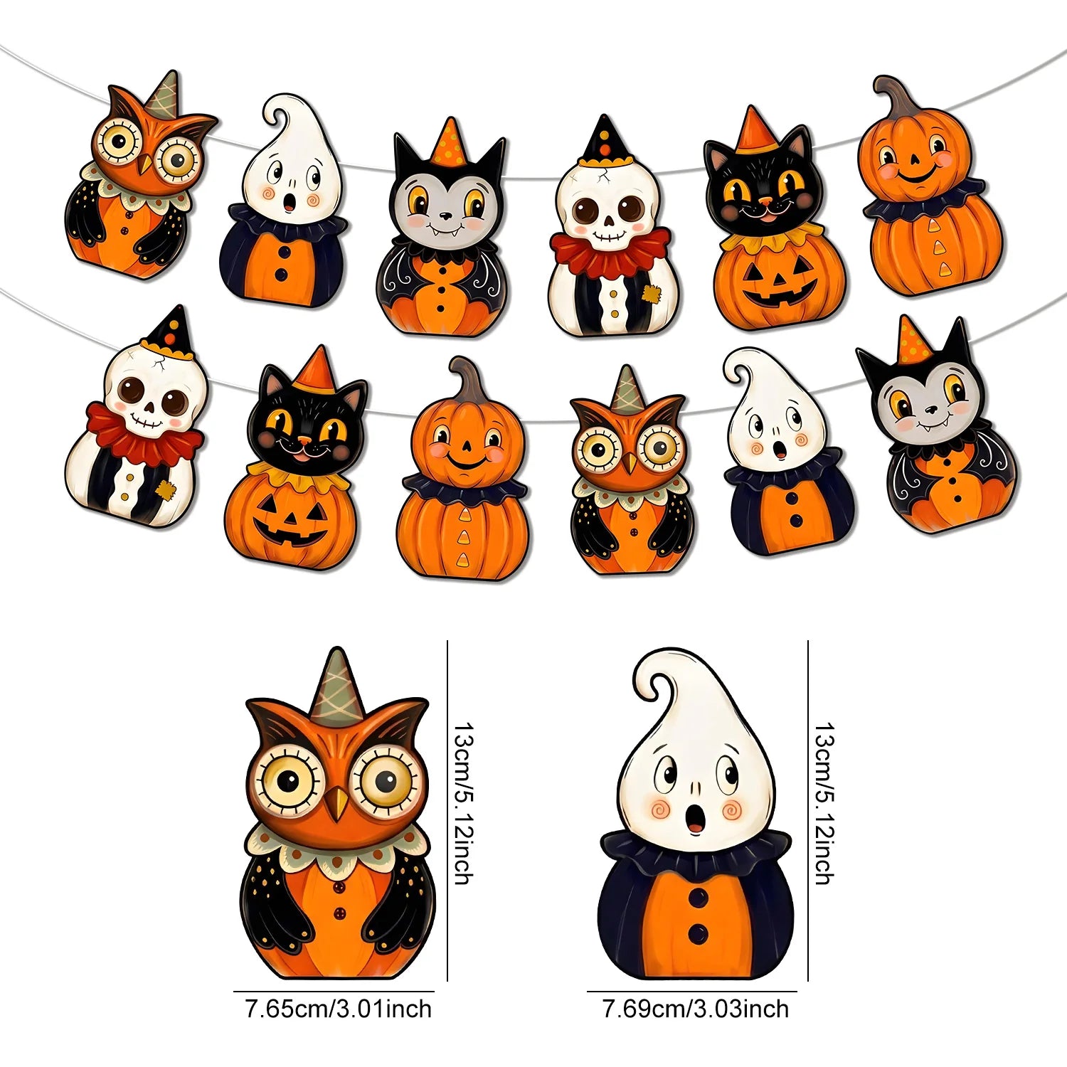 Vintage Pumpkin & Ghost Bunting Banner