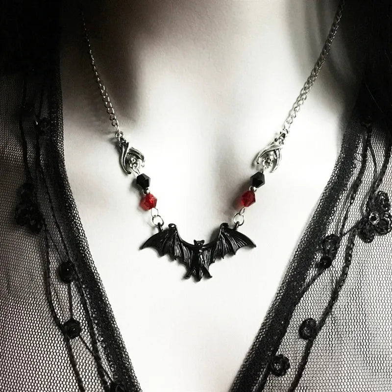 Beaded Bat Pendant Necklace