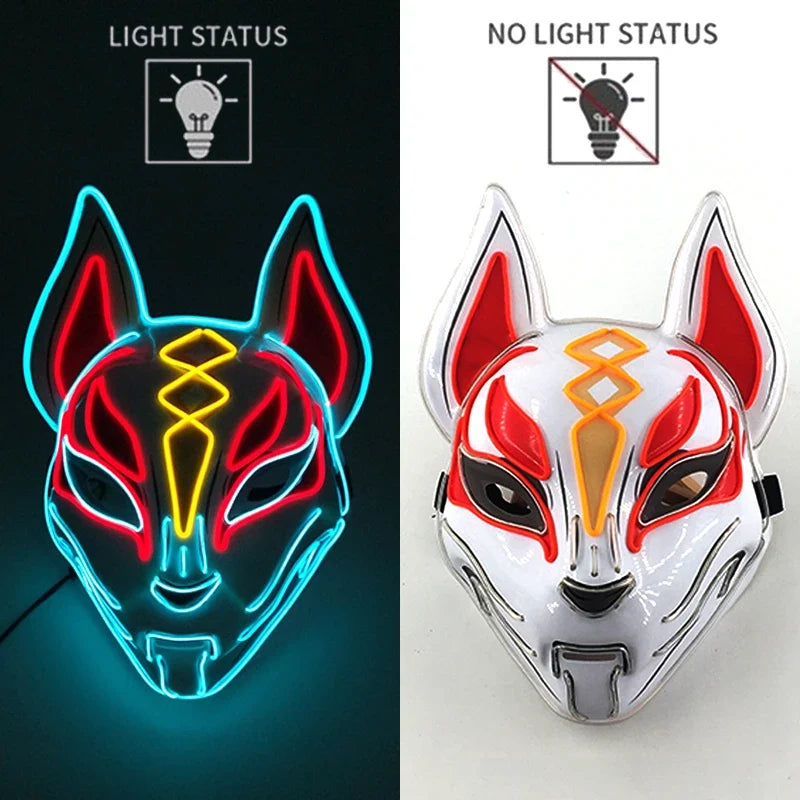 Neon EL Wire Fox Mask (Red & Yellow)