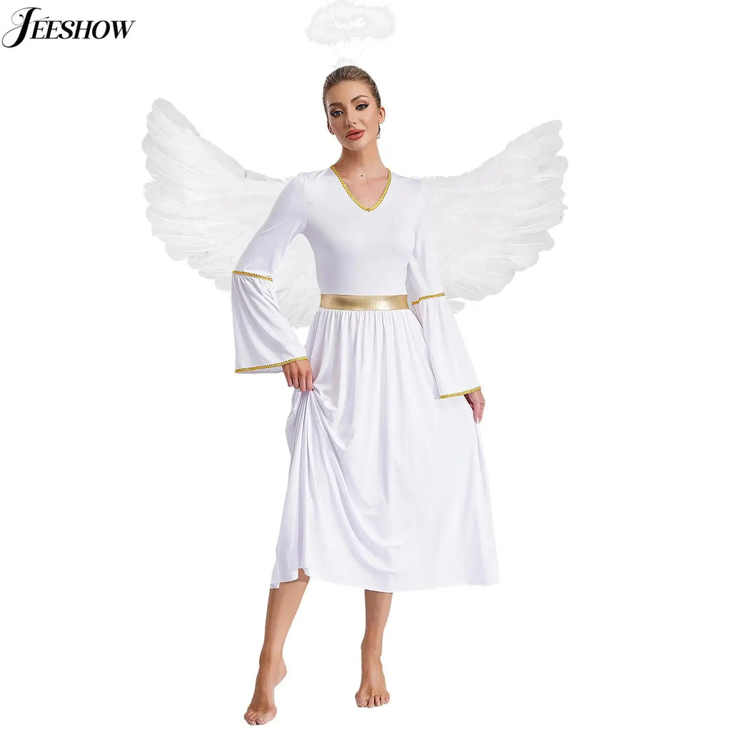 Gold-Trim Angel Costume (3-Piece)