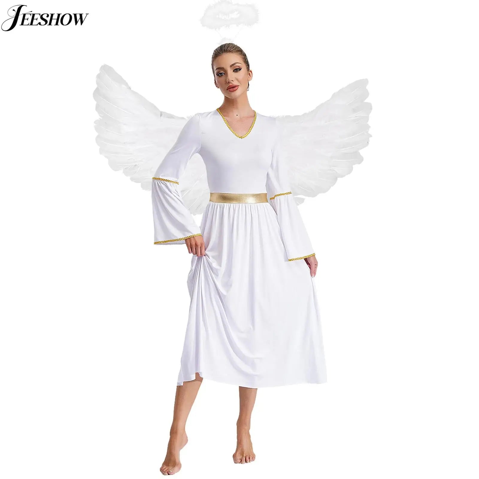 Gold-Trim Angel Costume (3-Piece)