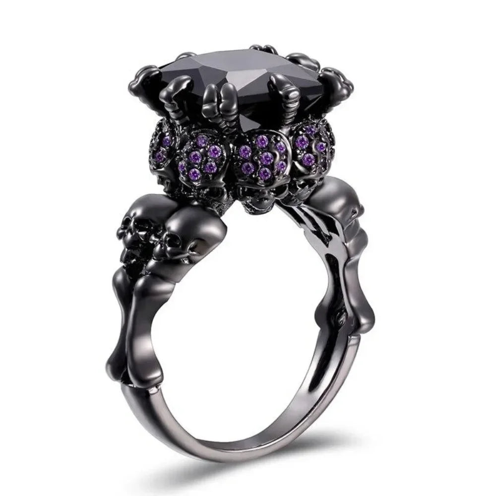 Red Crystal Skull Ring