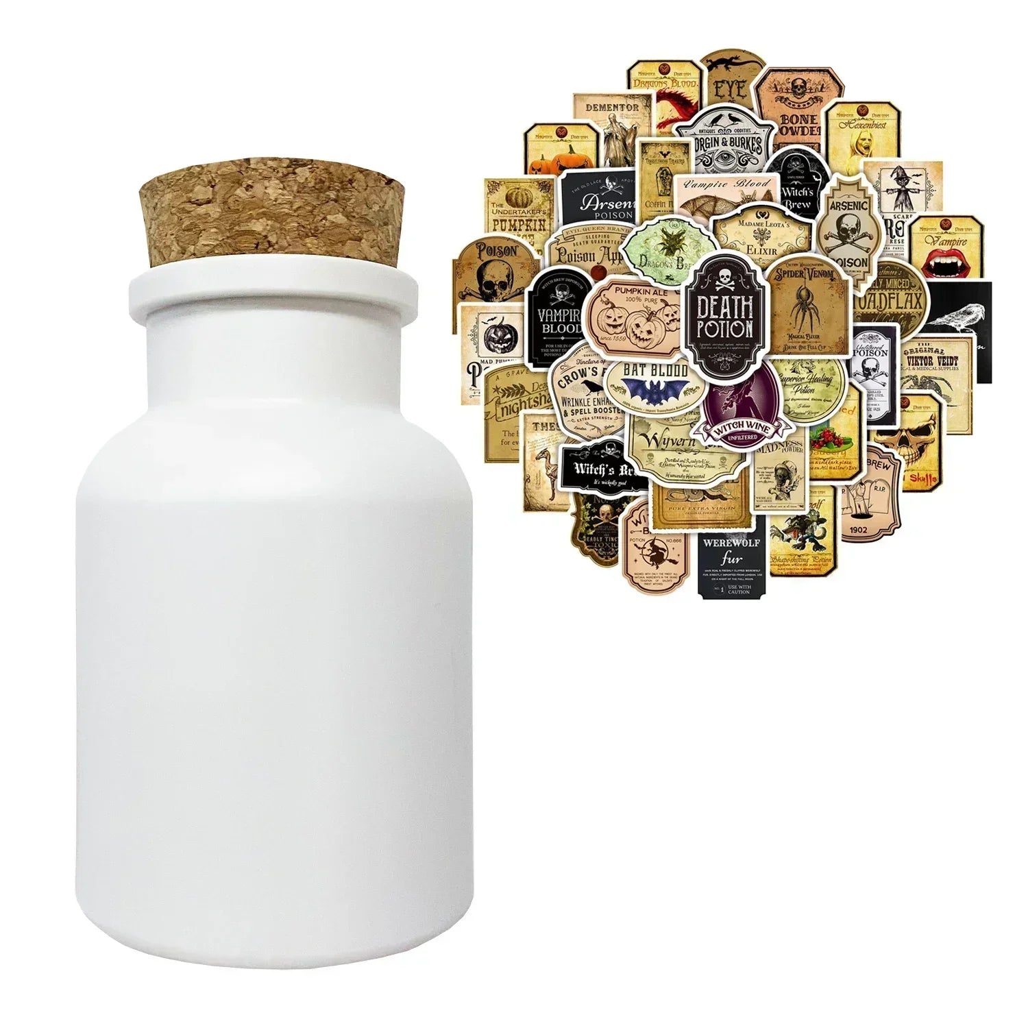Apothecary Potion Bottles (Black & White Set)