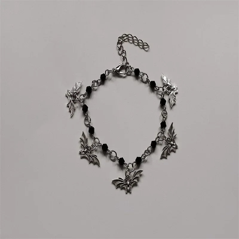Gothic Bat Charm Bracelet