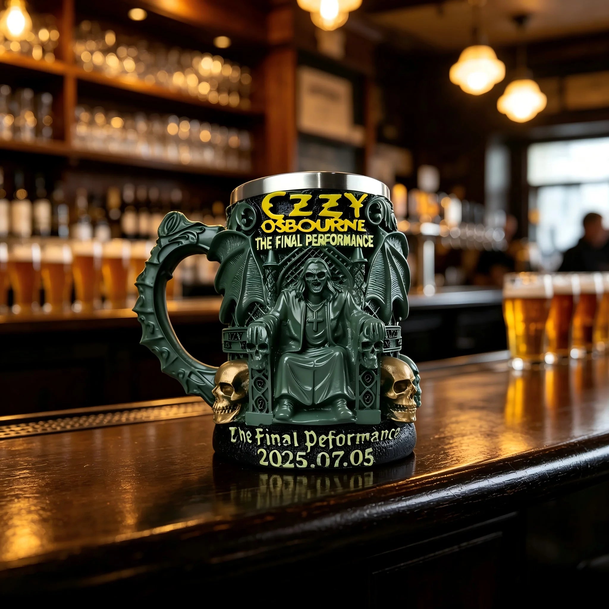 Ozzy Skull Beer Stein Mug