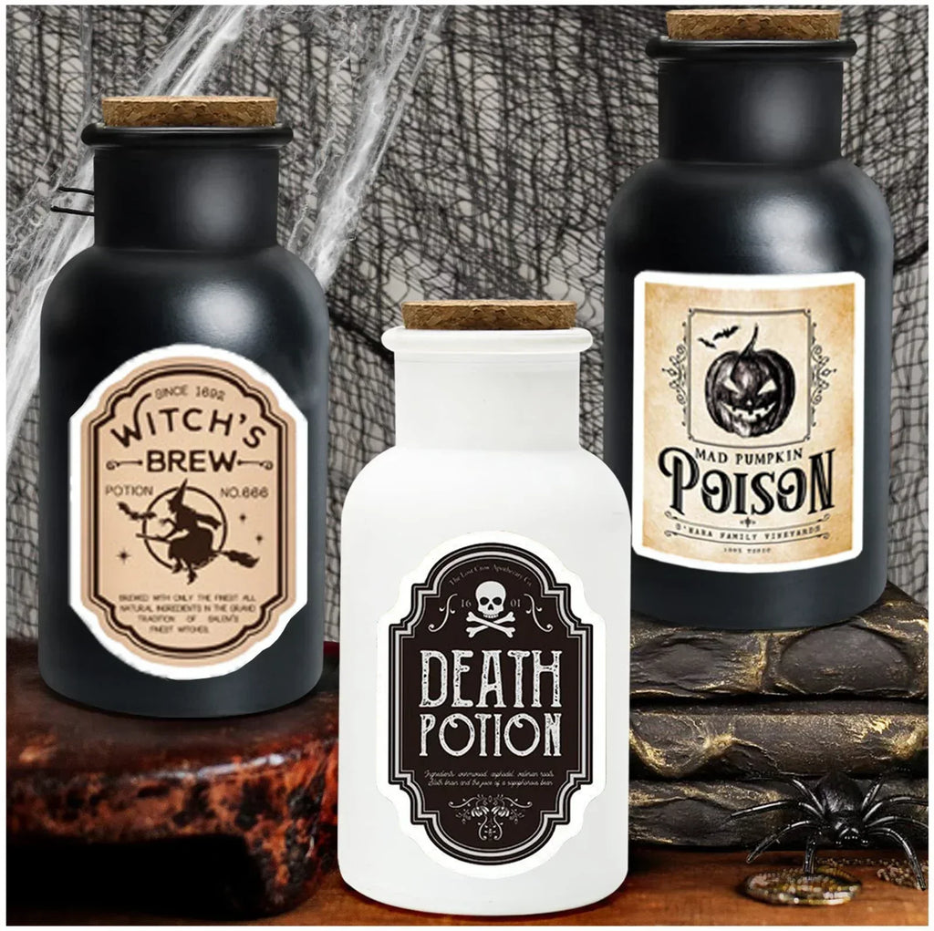 Apothecary Potion Bottles (Black & White Set)
