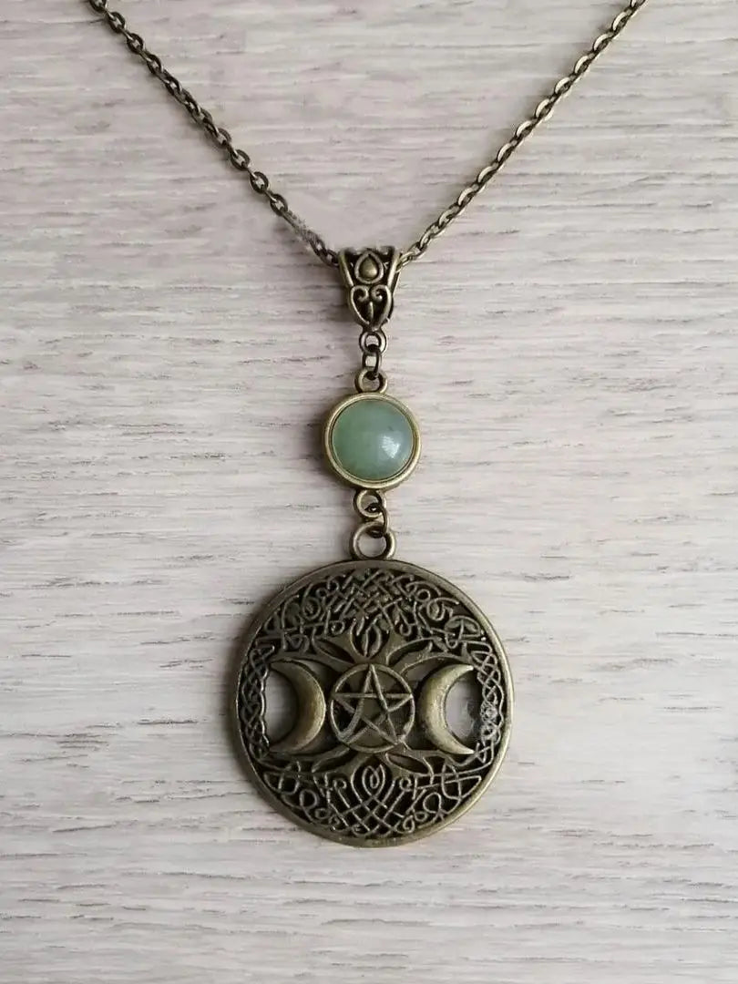 Bronze Moon Pentagram Necklace