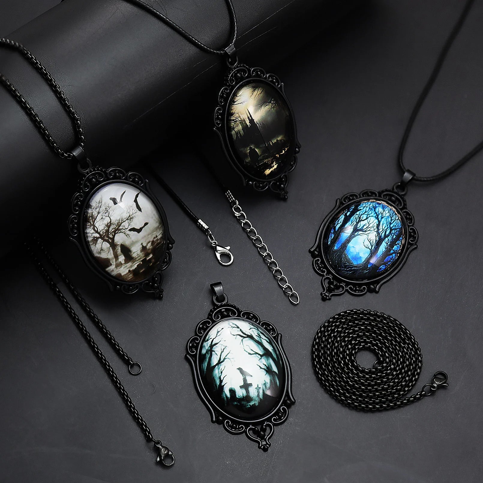 Raven Cross Glass Pendant