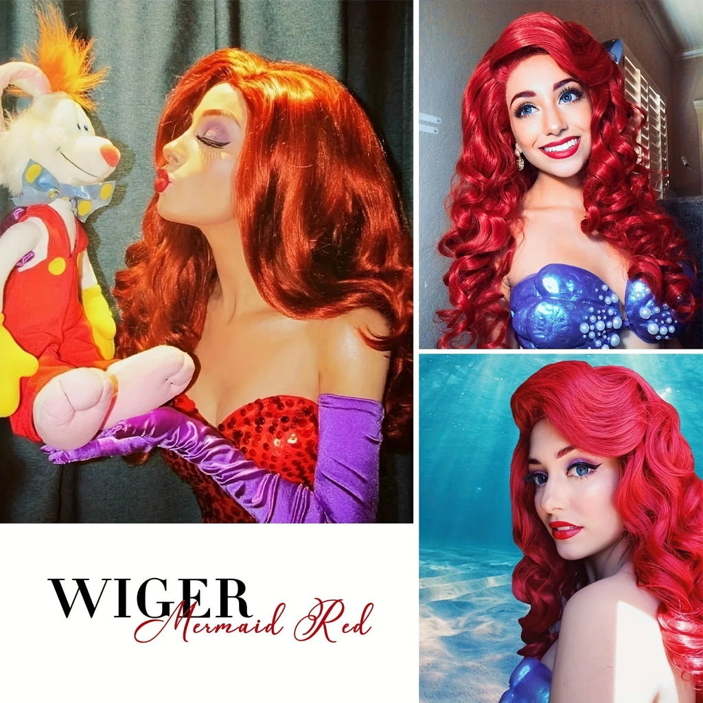 Long Curly Red Mermaid Wig