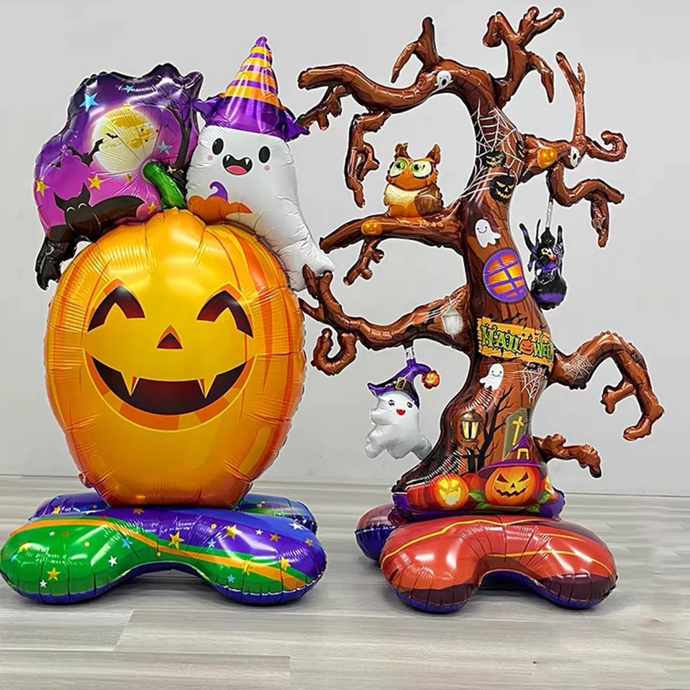 Foil Balloon Set — Pumpkin, Ghost, Bat, Dead Tree