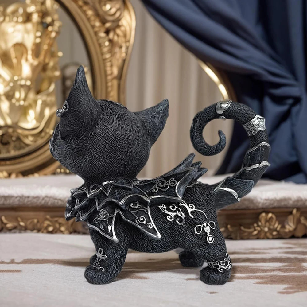 Mystical Black Cat Gothic Statue