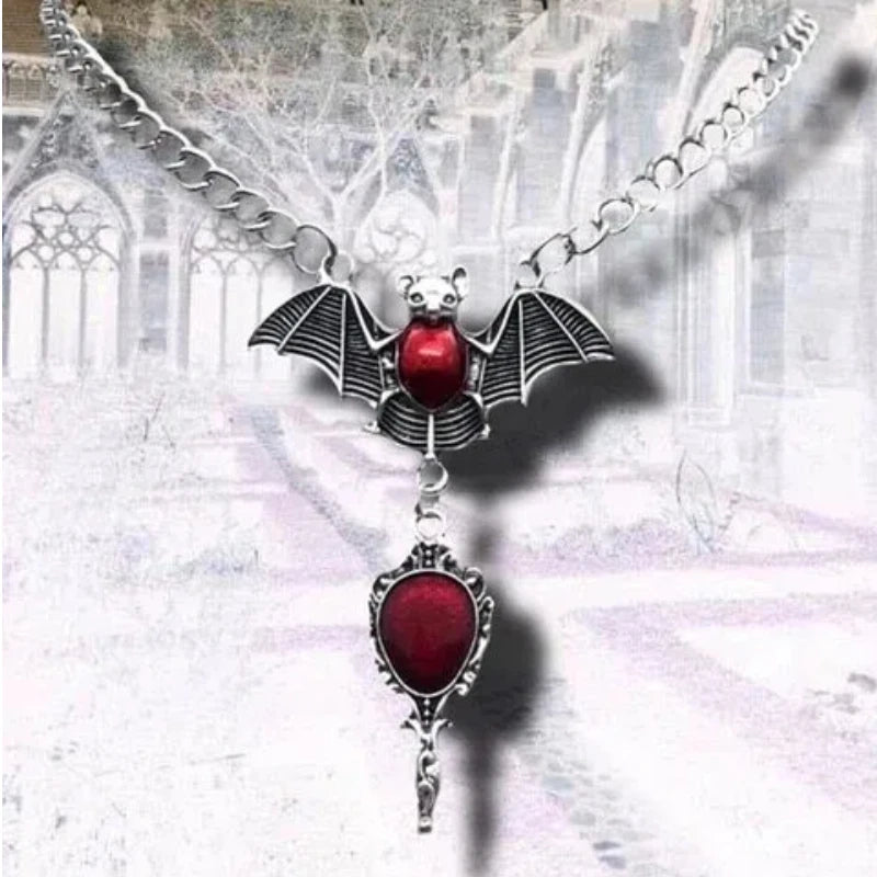 Red Vampire Bat Necklace
