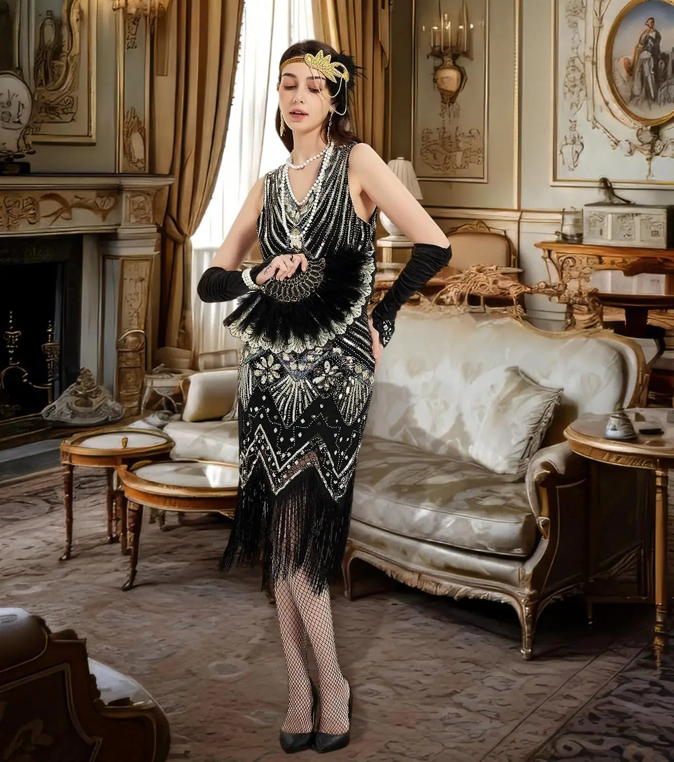 Fringed Sequin Flapper Dress