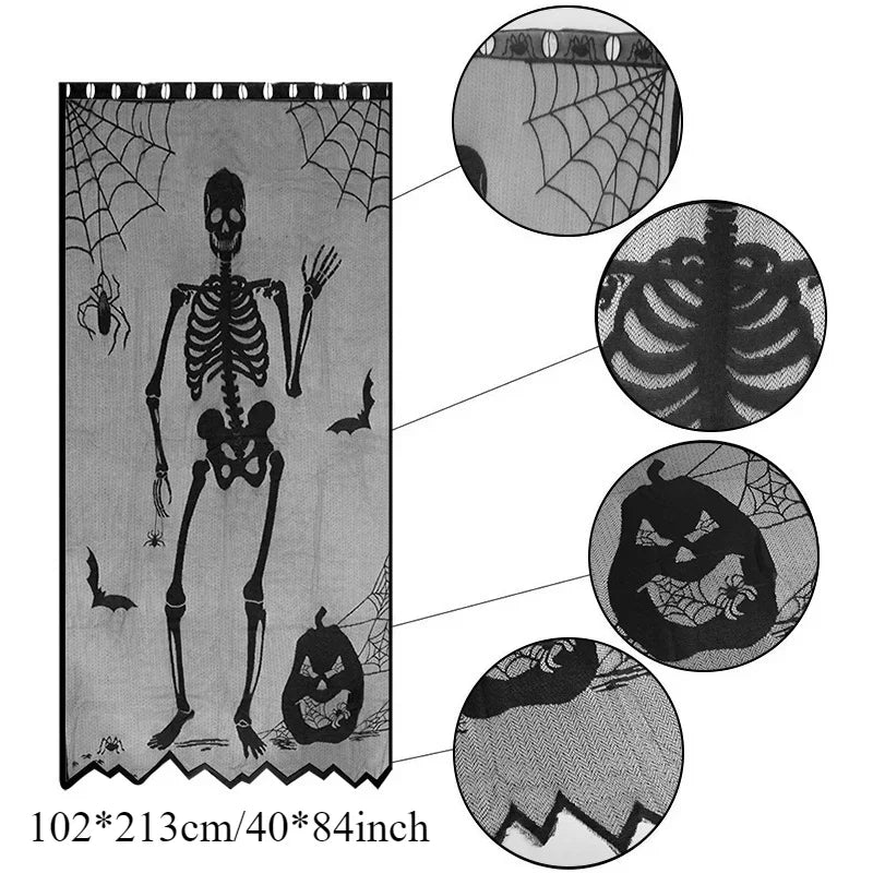 Bat & Spider Web Black Lace Tablecloth